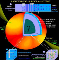 Schematic representation of the structure of a neutron star.