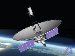 Artist's impression of Spektr-R, the 10-meter space-borne antenna of the RadioAstron project.