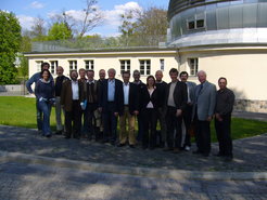 First meeting of GLOW (German Long Wavelength consortium) on May 3, 2006 at Astrophysikalisches Institut Potsdam (AIP). Participants (left to right): B. Ciardi, M. Brüggen (behind), R. Beck, W. Reich, C. Vocks, G. Mann, A. Schweitzer, K. Fricke, A. Zensus, P. Kalberla, C. Vogt, J. Eislöffel, M. Steinmetz, D. Bomans, W. Guerich, A. Hatzes. In the background: AIP library building.