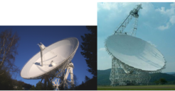 Abb. 9: Links: Radioteleskop Effelsberg; Rechts: Green-Bank-Telescope - die beiden größten vollbeweglichen Radioteleskope der Erde.