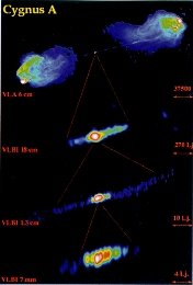 Bilder der Radiogalaxie Cygnus A, beobachtet mit lokalem und weltweitem Netzwerk von Radioteleskopen (Krichbaum 1999)