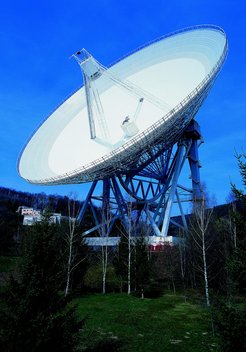 Das 100-m-Radioteleskop in Bad-Münstereifel-Effelsberg.