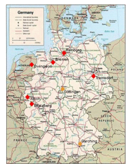 Standorte der ersten deutschen LOFAR-Stationen (www.lofar.org).