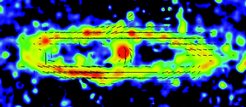 Radiokarte der Andromeda-Galaxie bei 6 cm Wellenlänge.