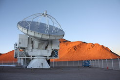 The APEX Telescope in Chile at sunset.