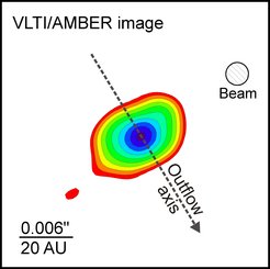 Cosmic delivery room in real life: Dust disk around IRAS 13481-6124. The observations with the Very Large Telescope Interferometer provide an image with a resolution of a mere 2.4 milliarcseconds.