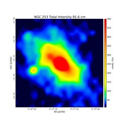 Total Intensity at 91.6 cm (0.33 GHz), VLA, Beam: 70", Carilli et al. 1992