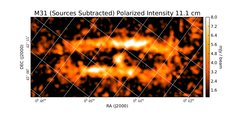 Polarized Intensity at 11.1 cm (2.70 GHz), Effelsberg, Resolution 5', Beck 1982. A few polarized background sources that are not related to M31 have been subtracted.