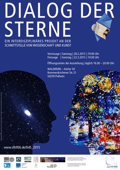 Ausstellungsposter "Dialog der Sterne" im Walzwerk Pulheim, 28. Februar bis 22. März 2015.