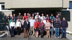 MPIfR Radio Astronomy/VLBI Department in October 2015. Among others, from left to right, from top to bottom: Jeff Hodgson, Rainer Mauersberger, Ioannis Myserlis, Bindu Rani, Emmanouil Angelakis, Vassilis Karamanavis, J. Anton Zensus, Florent Mertens, Uwe Bach, Thomas P. Krichbaum, , Alan Roy, RuSen Lu, Beate Naunheim, Jae-Young Kim, Eduardo Ros.