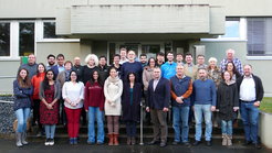 MPIfR Radio Astronomy/VLBI Department (January 2018). Among others, from left to bottom, top: Ioannis Myserlis, Emmanouil Angelakis, RuSen Lu, Nicholas R. MacDonald, Jae-Young Kim, Felix Pötzl, Jan Wagner, Michal Zajaček, Thomas P. Krichbaum. Bottom: Thalia Traianou, Céline Chidiac, Carolina Casadio, J. Anton Zensus, Eduardo Ros.