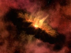 Artist’s concept of a solar system in the making with a protoplanetary disk surrounding a young star.