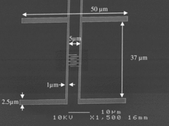 Example of a photomixer with integrated dual-dipole antenna design @1.05THz