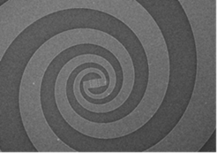 SEM image of the photomixer with integrated broadband antenna