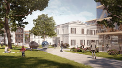Abb. 1: Das Bild zeigt den Entwurf einer Außenraumperspektive für das Deutsche Zentrum für Astrophysik (DZA) in Görlitz.